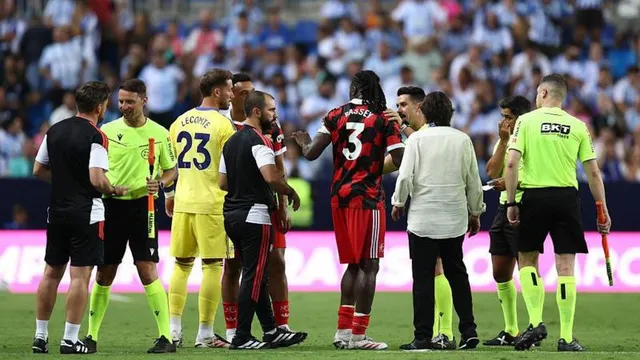 Fulham leave pitch as Malaga take penalty into empty net