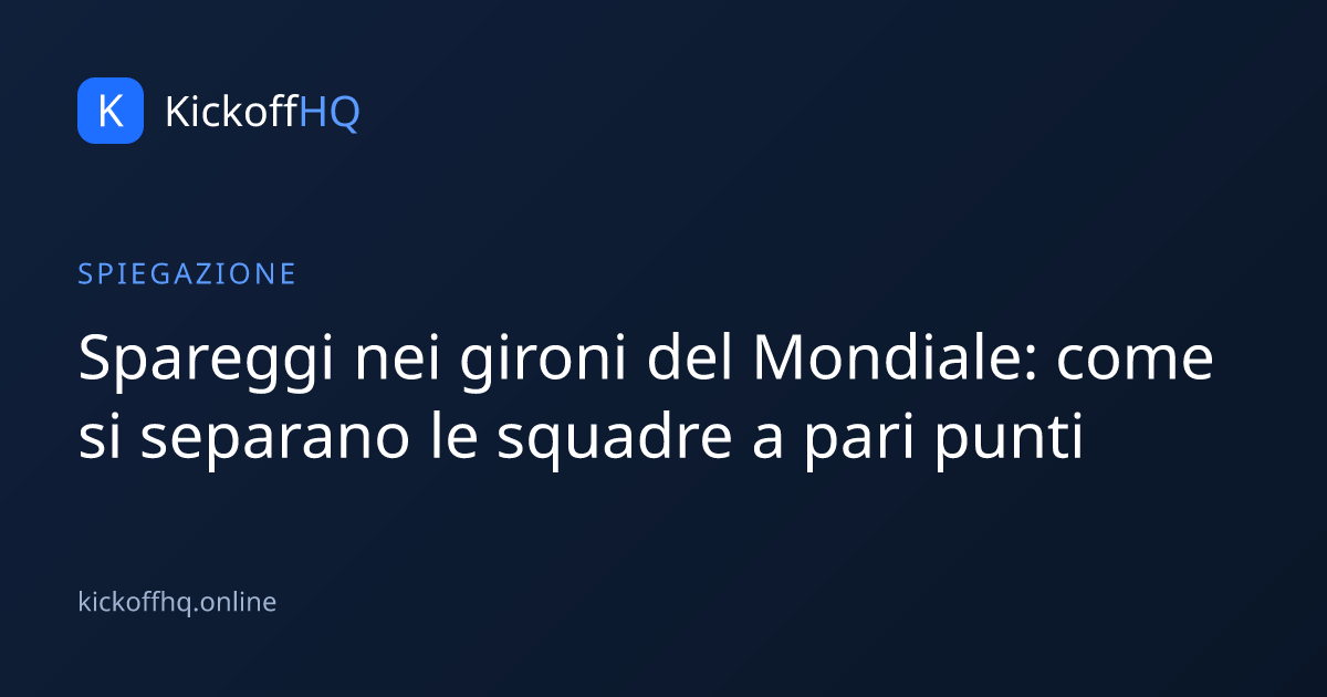 Spareggi nei gironi del Mondiale: come si separano le squadre a pari punti